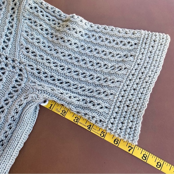 Dressbarn Open Front Crocheted Sage Cardigan Size Medium - Picture 12 of 12